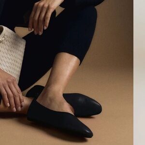 Quince Women Italian Leather Glove Ballet Flat Black Shoes 10.5